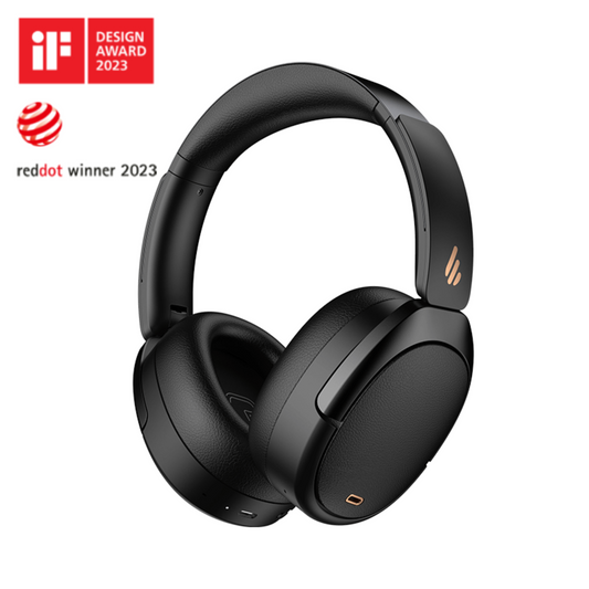Edifier W820NB headphones, 2023 design award winners, showcase their elegant design from every angle, highlighting their 2023 Red Dot Award
