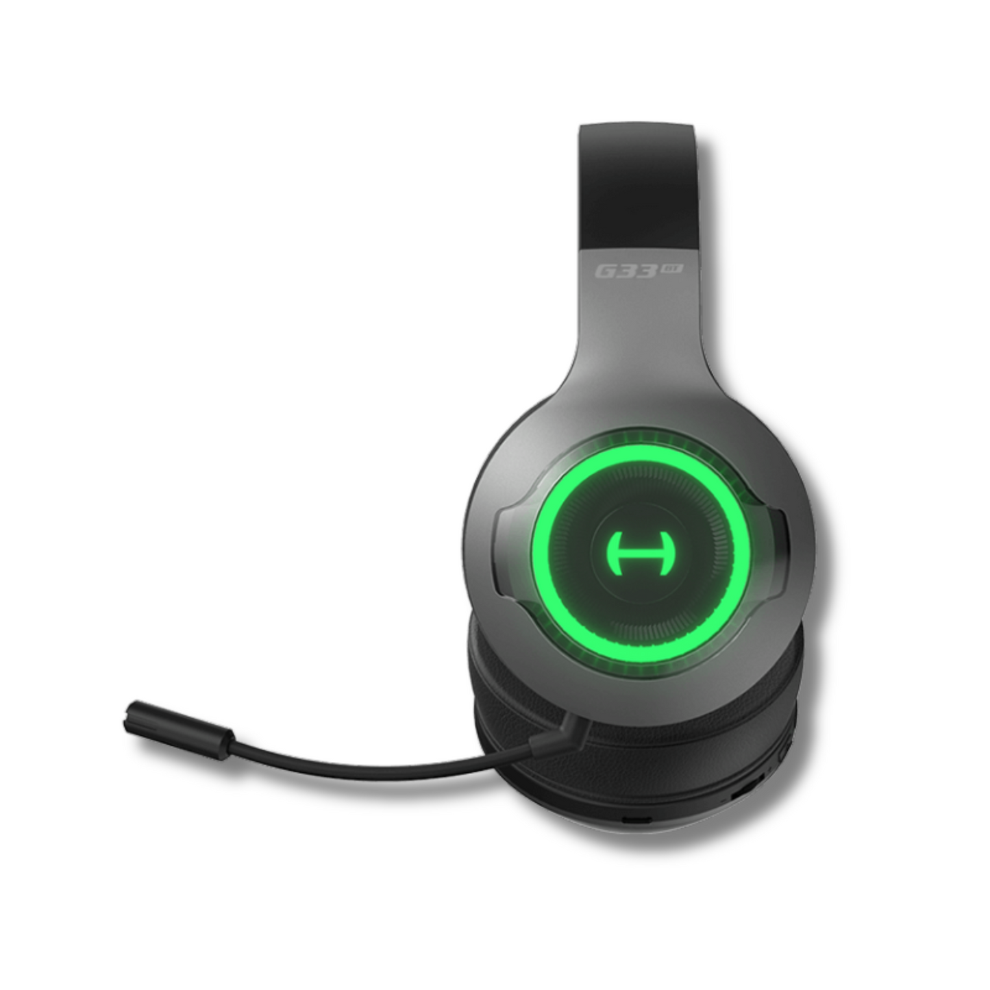 Side view of Edifier G33BT headset with multi-color RGB lighting on headphone sides.